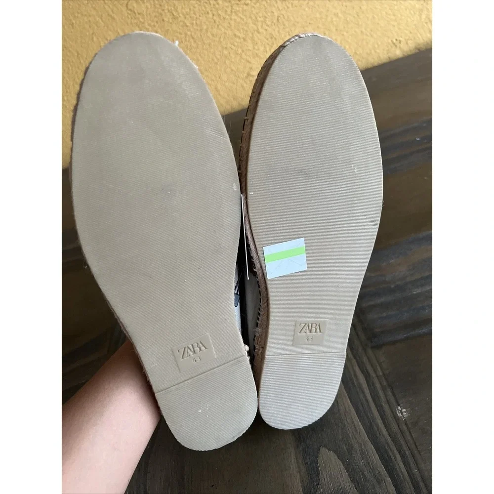 Zara Mens Espadrilles Slip On Shoes Brown Suede Contrast EU 43